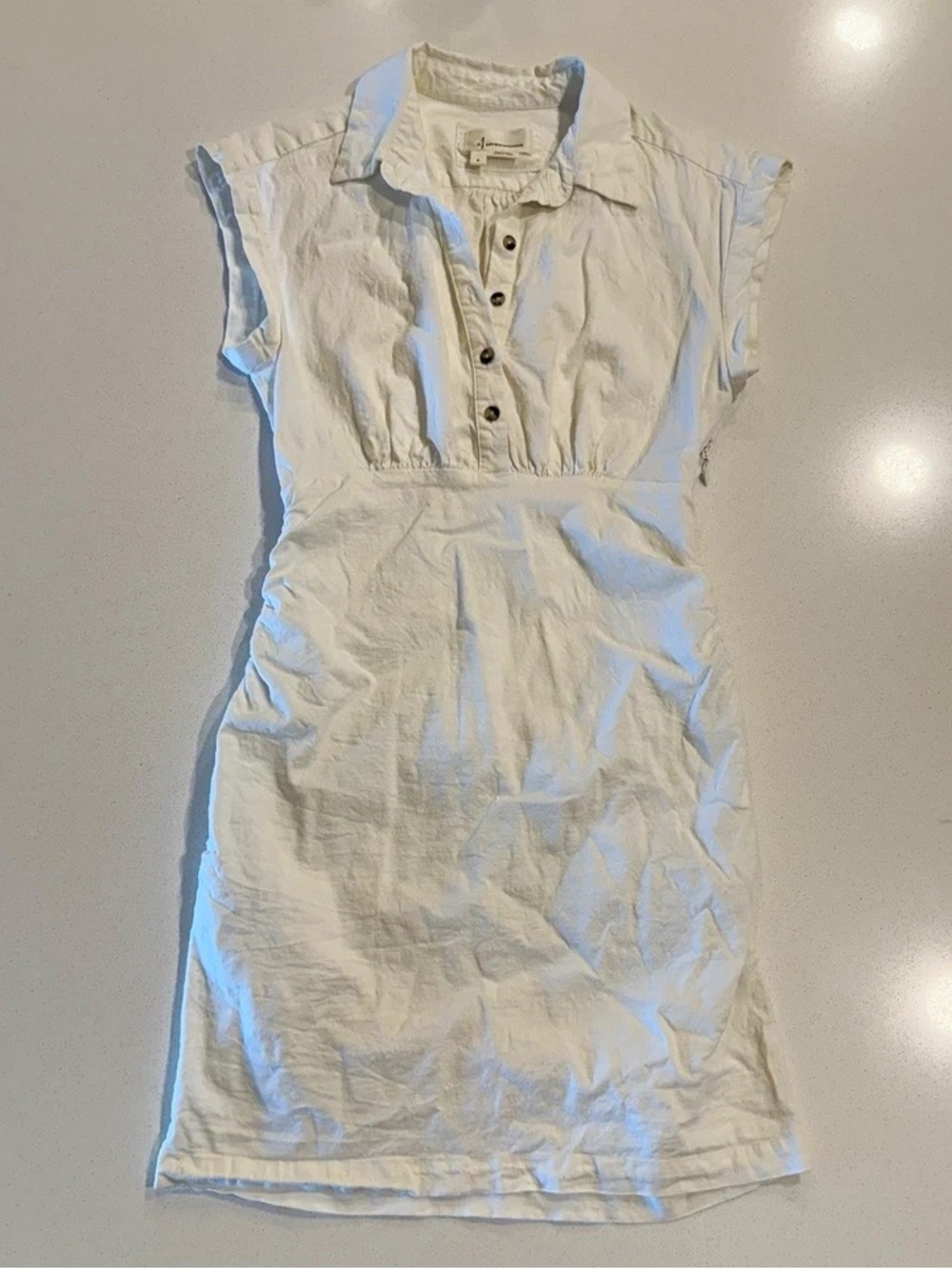 Anthropologie White Button-Front Midi Shirt Dress